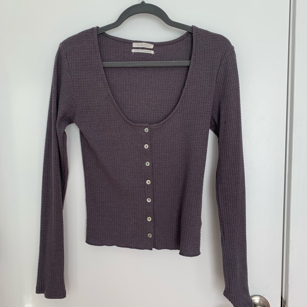 Purple sweater with scoop neck